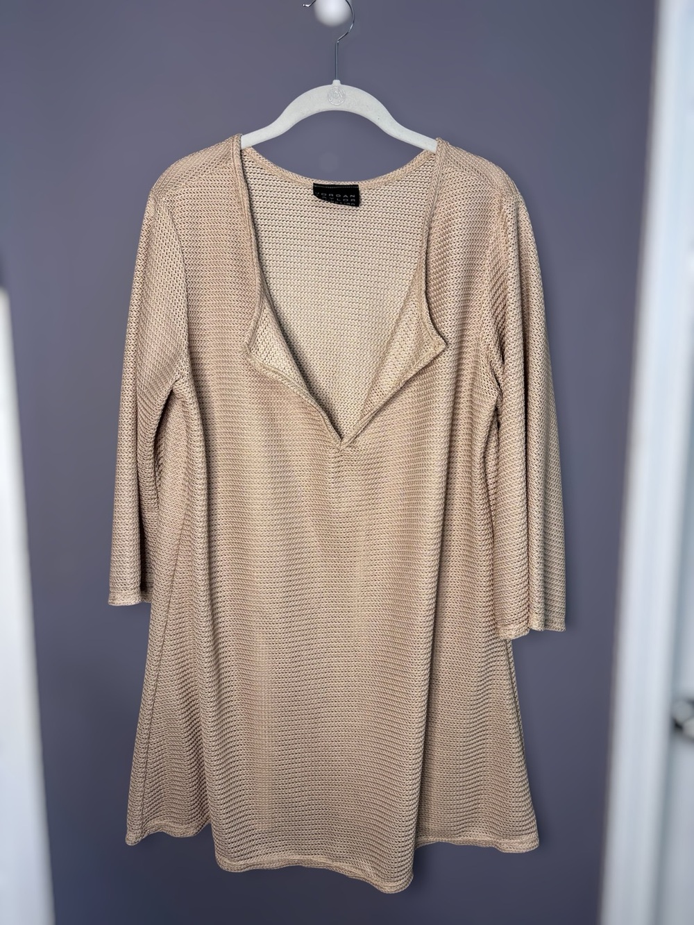 Jordan Taylor Gold Textured V Neck Long Sleeve Swim Coverup XL - Picture 1 of 6